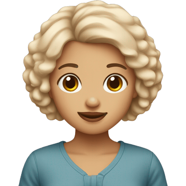 Short hair girl holding maltipoo emoji