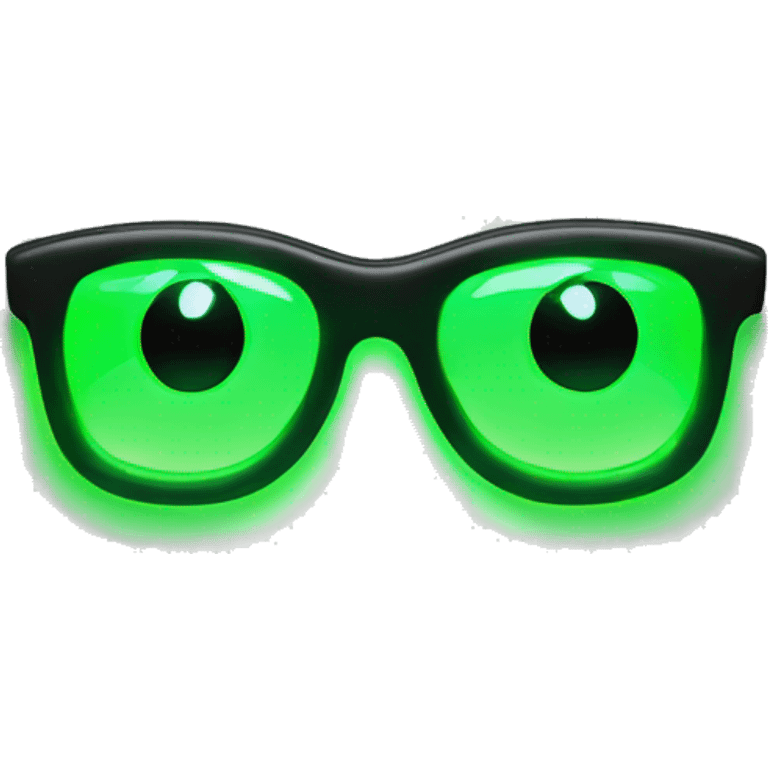 An emoji of neon green, glowing glasses with a bright and eye-catching frame emoji