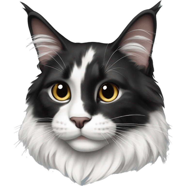 black and white maine coon cat emoji