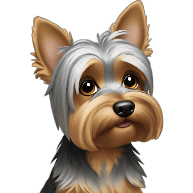 Silver Yorkie droopy ears in pj’s emoji