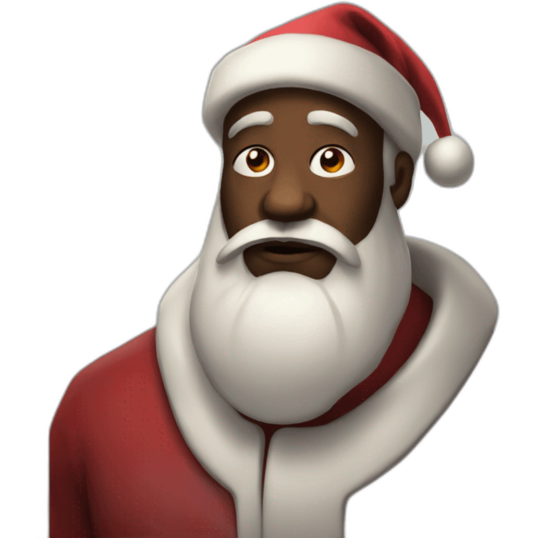 Black Santa disapproving emoji