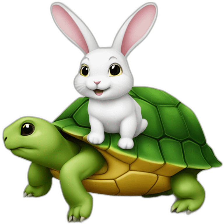 lapin sur tortue emoji