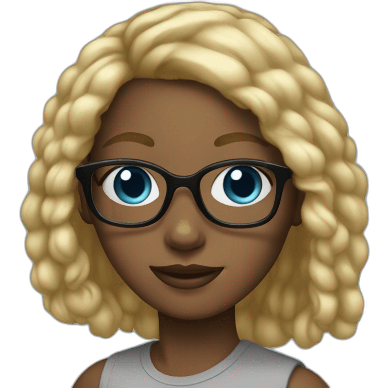 Black girl long blond hair blue eyes glasses emoji