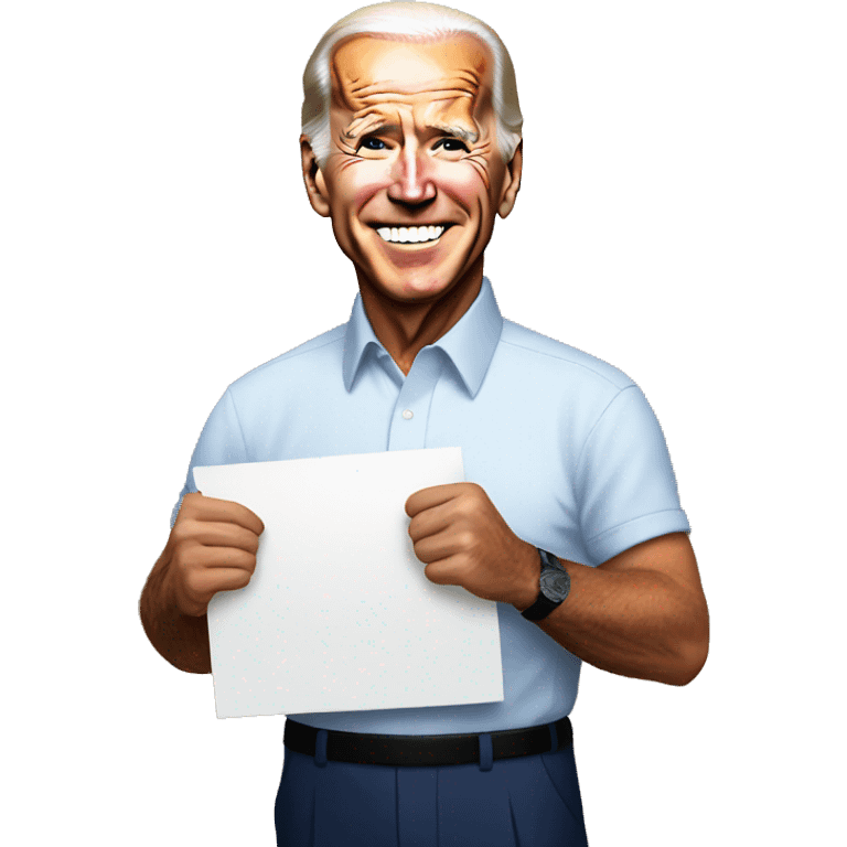 Biden holding a sign emoji