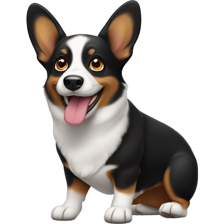 Black corgi dog with tounge out emoji