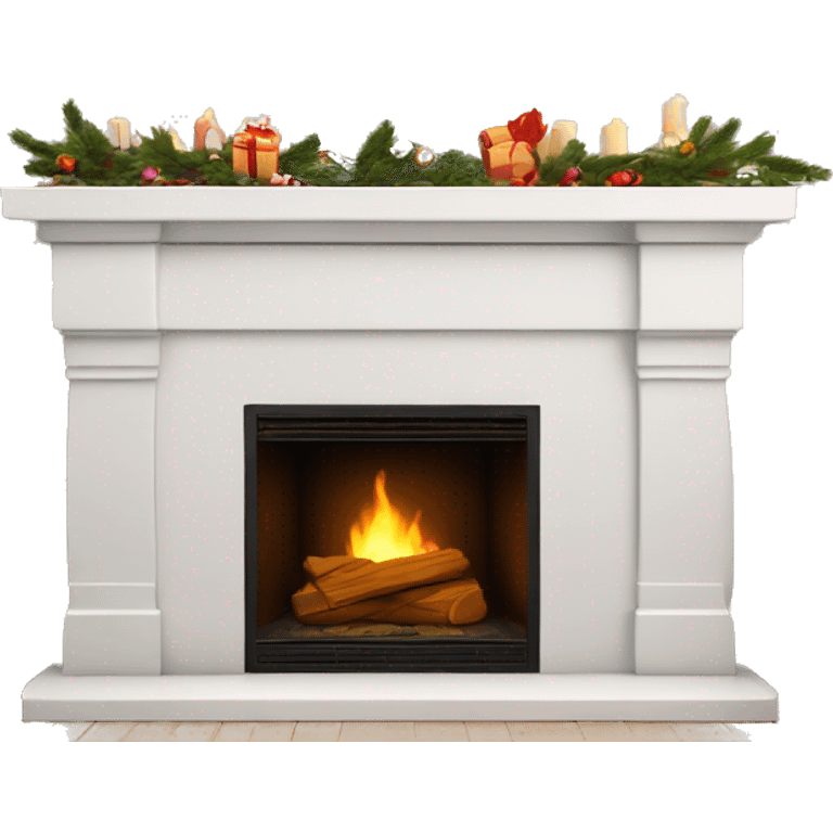 White asthetic clean Christmas fireplace  emoji