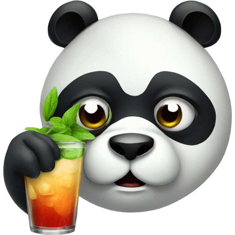 Angry panda drinking mojito emoji