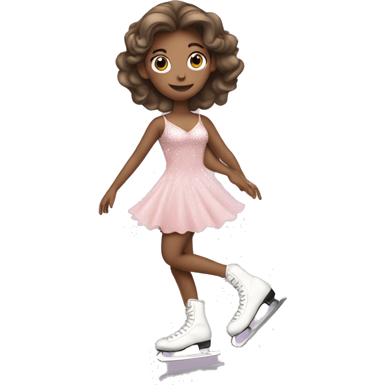 Girl Ice skating is with a pretty sparkly light pink dress emoji