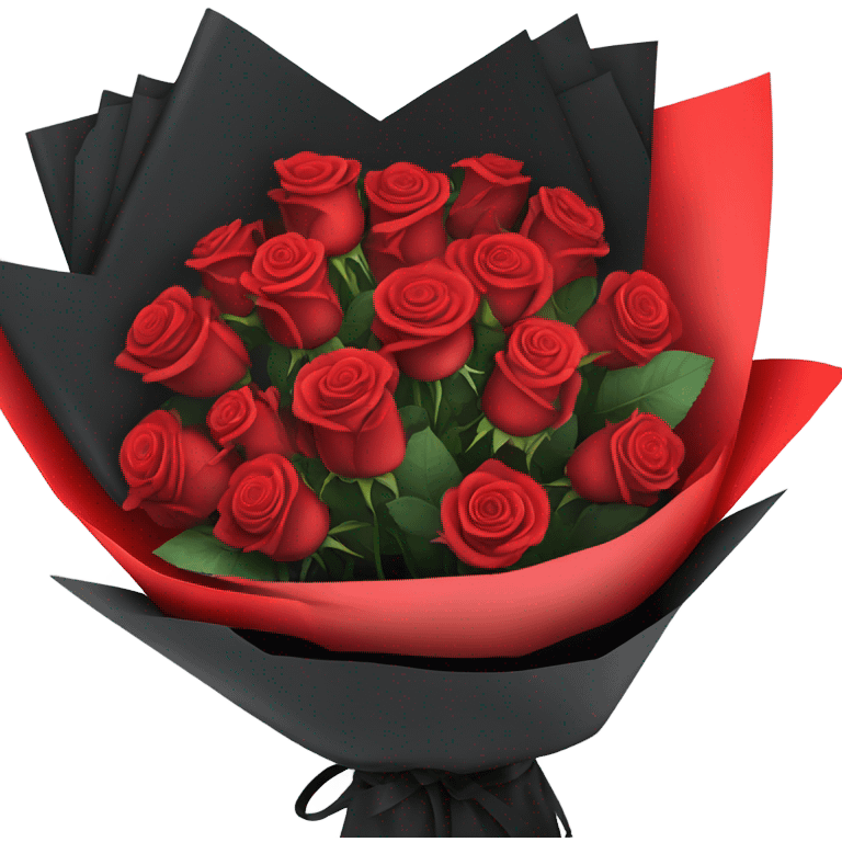 Bouquet of red roses in a black package emoji