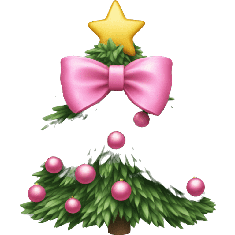 Christmas tree with pink bow emoji