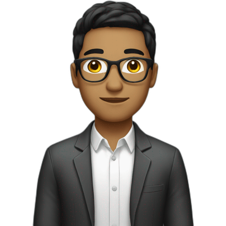 Young man with white glasses and black hair emoji