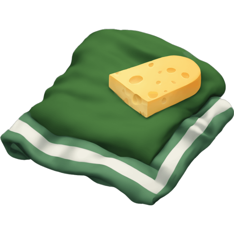 sleeping emoji as cheese / and the blanket is dark green emoji