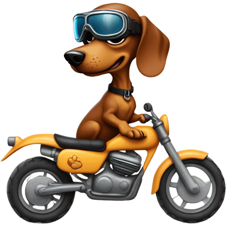 Dachshund riding a dirt bike emoji