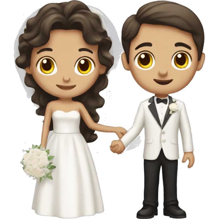 Brunette girl and boy getting married emoji