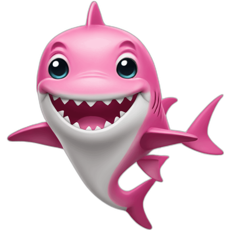 happy pink shark standing emoji