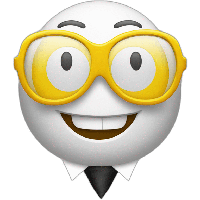 A smiling yellow Smiley with a necktie and Glases emoji