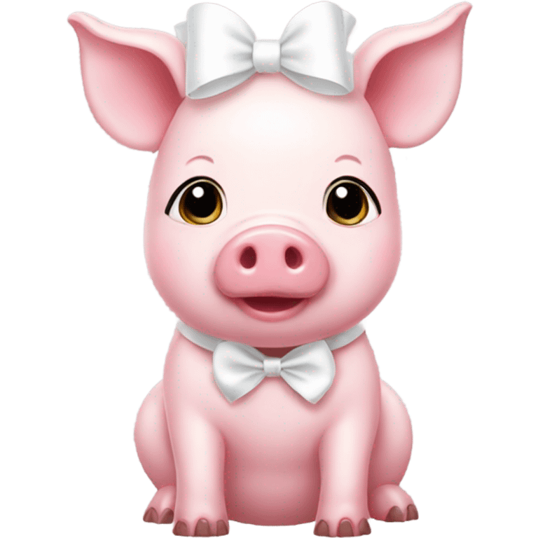 Cute Pink girl pig with a white bow  emoji