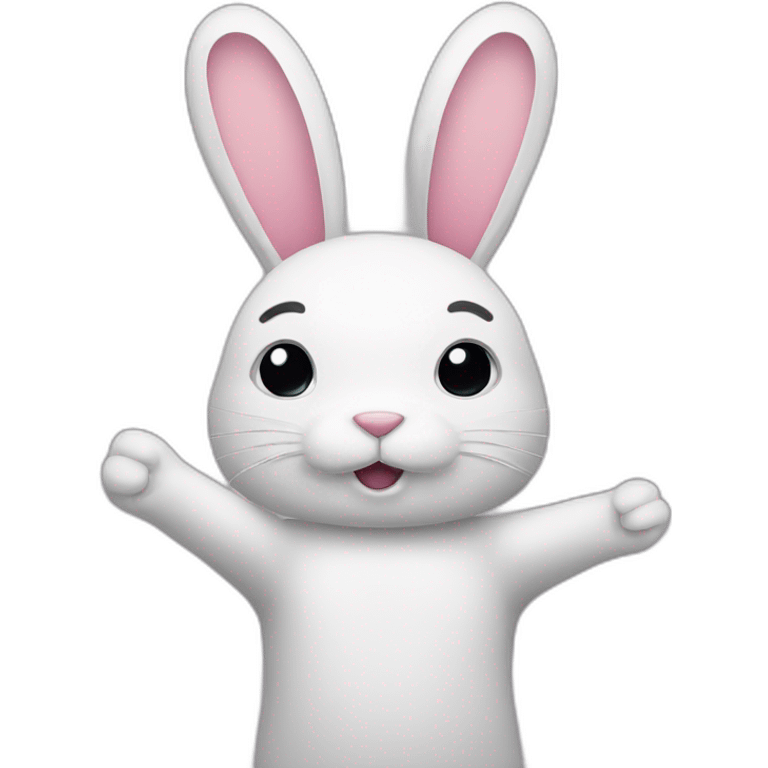 A bunny with a raised hand  emoji