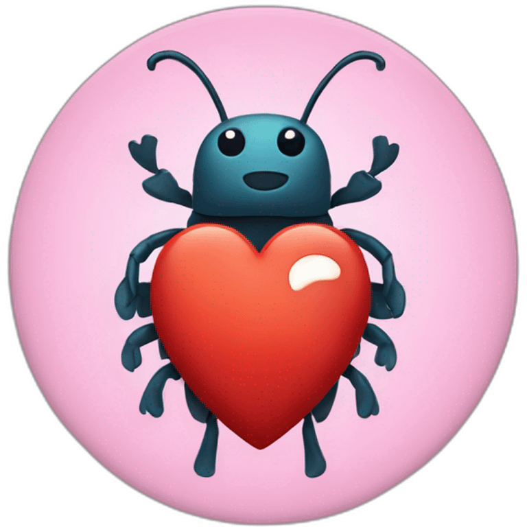 cute beetle with a heart in his hand emoji