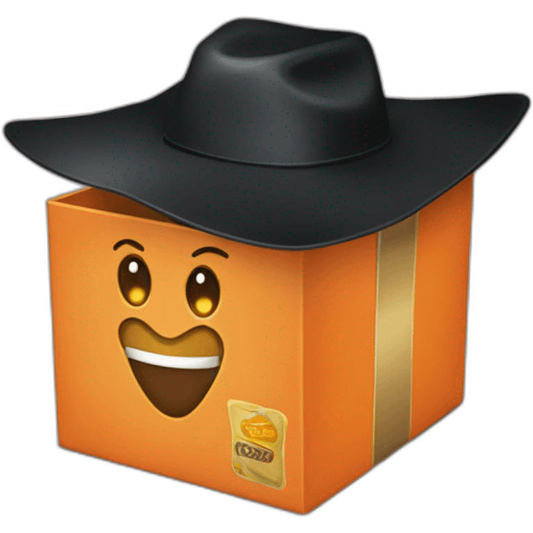 zorro color naranja con una caja emoji