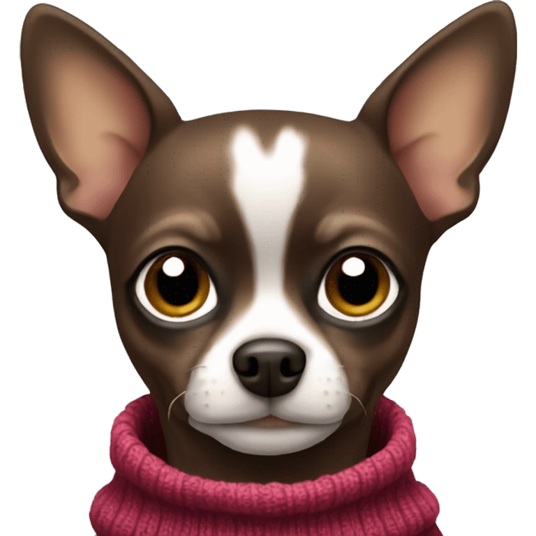 dark brown chihuahua wearing sweater emoji