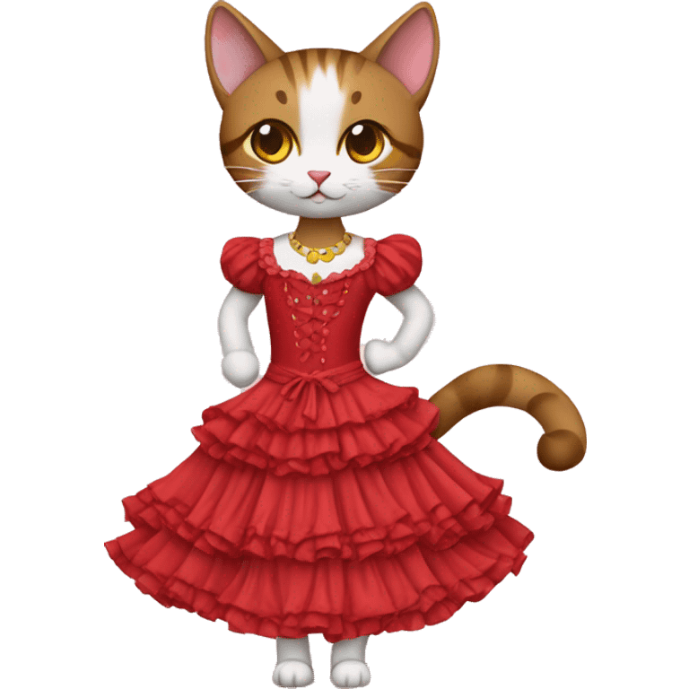 Gato alto vestido de flamenca emoji