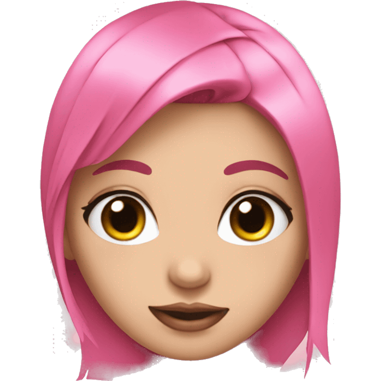 girl with black hair,eyelashes and a pink ribbon emoji