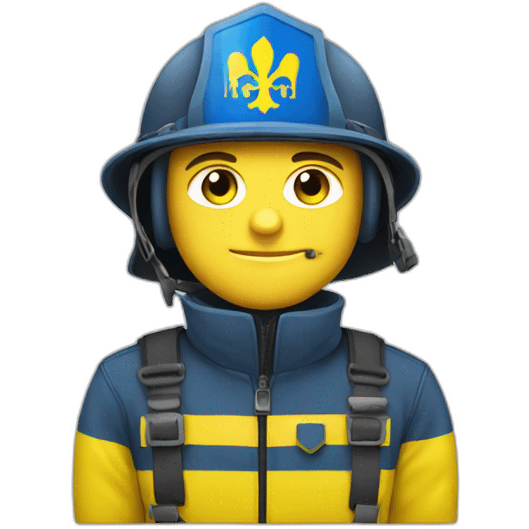 Ukrainian firefighter with the flag of Ukraine emoji