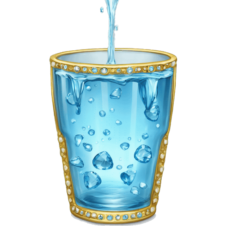 Cup of water poured into a beautiful bejeweled glass  emoji