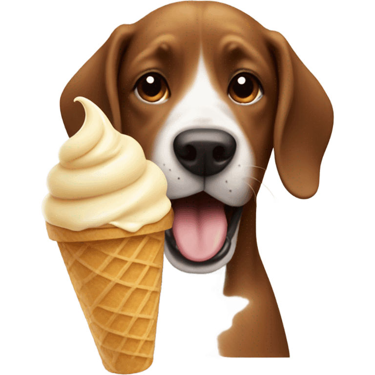 Dog eating brown ice cream  emoji