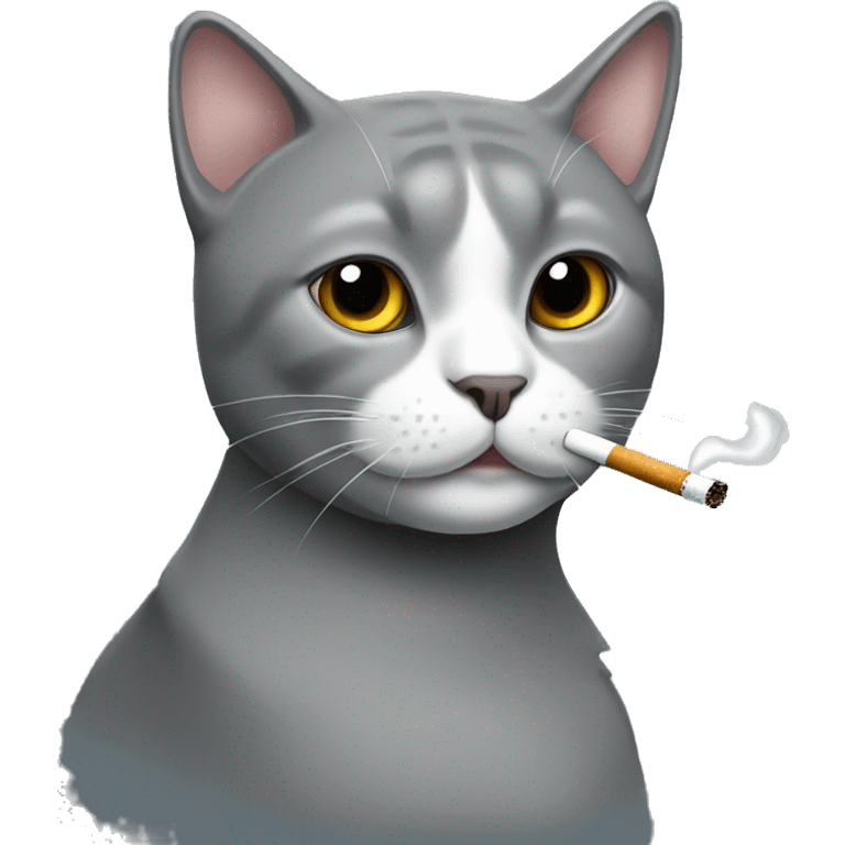 grey cat with white nose smoking a cig  emoji