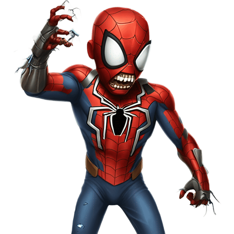 Zombie Spiderman fight to Iron Man emoji