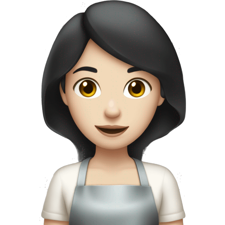 Pale girl with black hair cooking  emoji