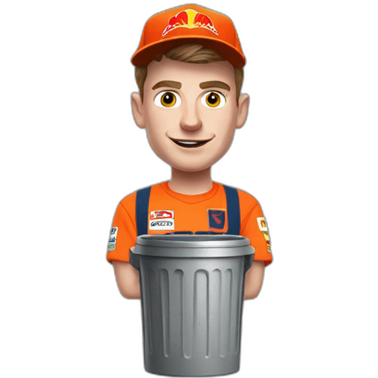 Max verstappen with a trash bin emoji