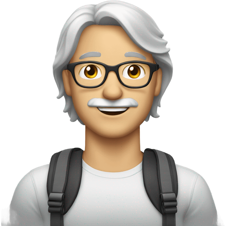 white man with gray mustache and glasses zip lining emoji