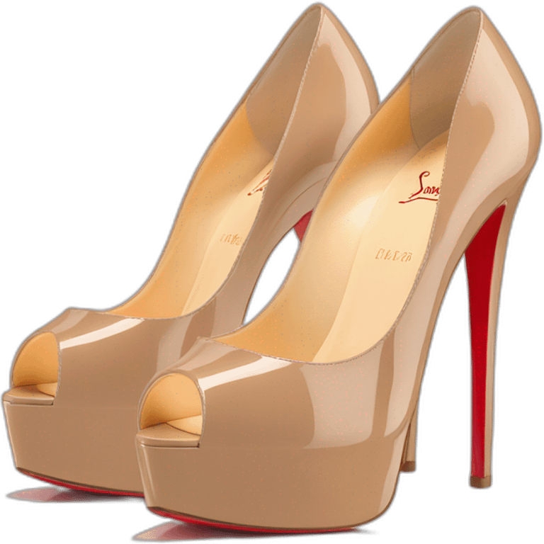 Louboutin nude patent Leather Lady Peep Toe Platform emoji