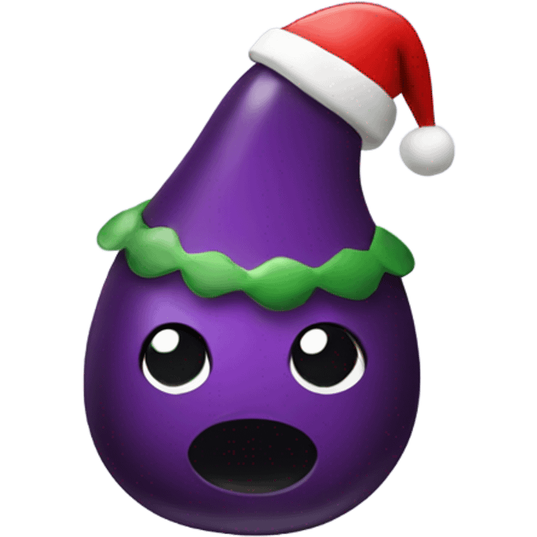 Eggplant wearing Christmas hat emoji