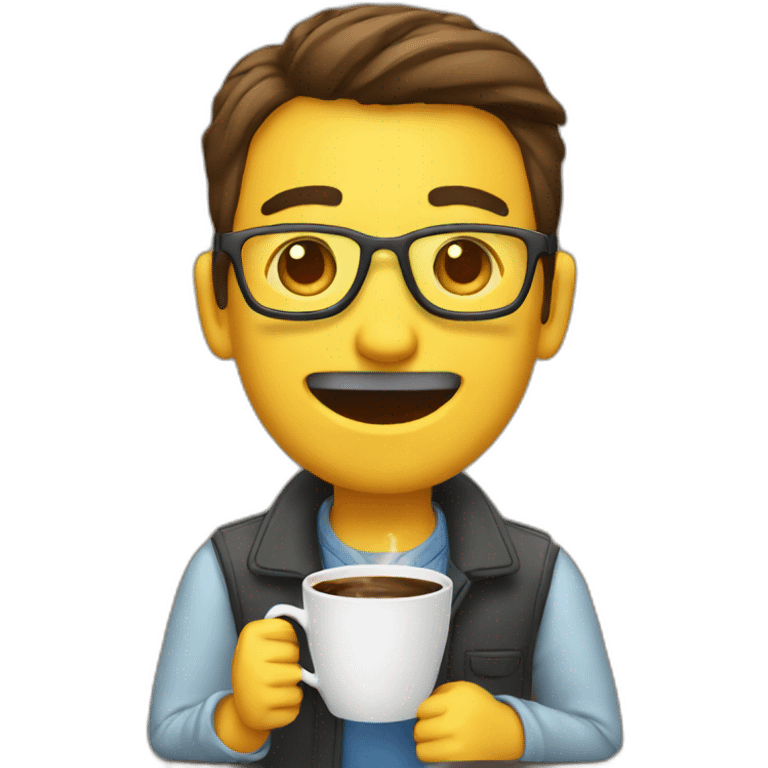 satisfied programmer drinking coffe emoji