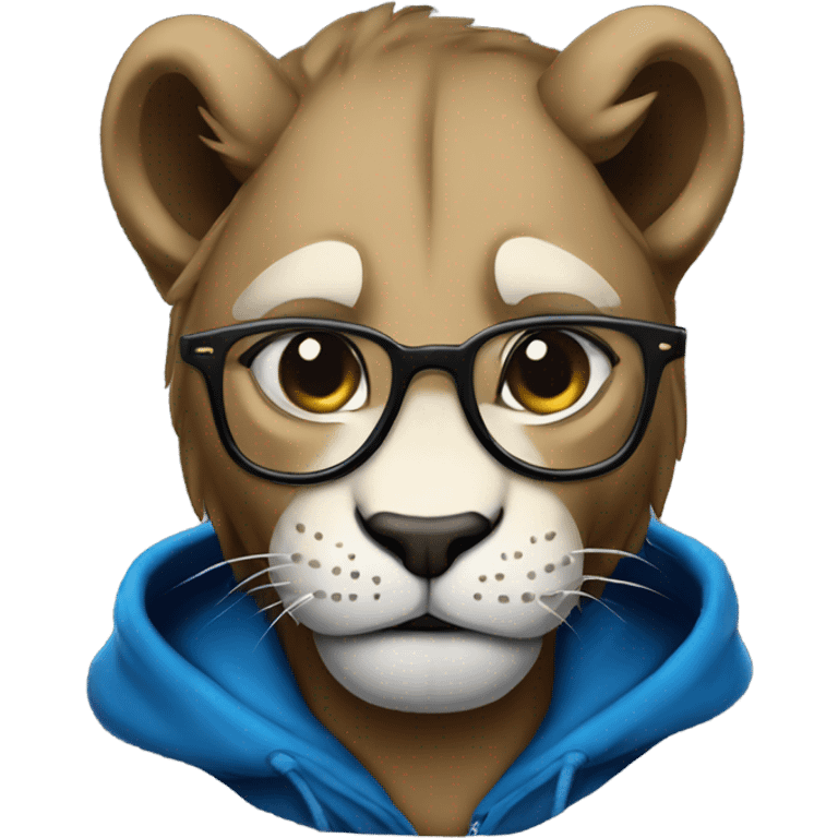 Detroit lion wearing hoodie and glasses in dark alley emoji