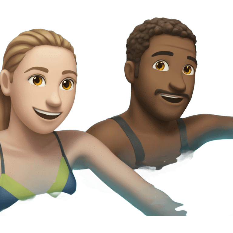 Two friend swimming inside pool together  emoji