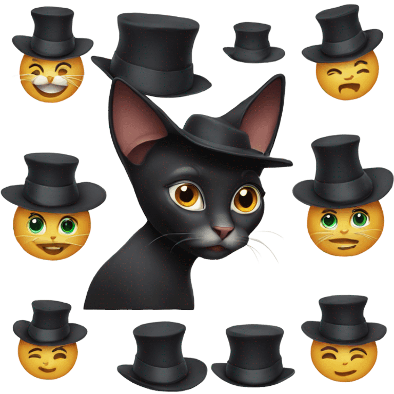 Black cat wearing goofy hat emoji