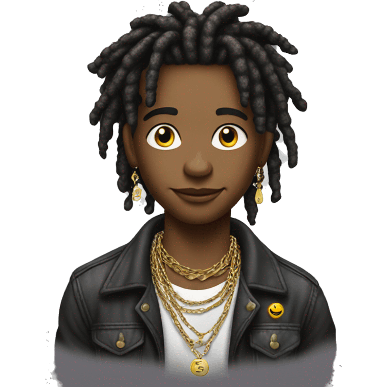 young hustler with dread lock hair with lots of money in both hands wearing jewelry chain emoji