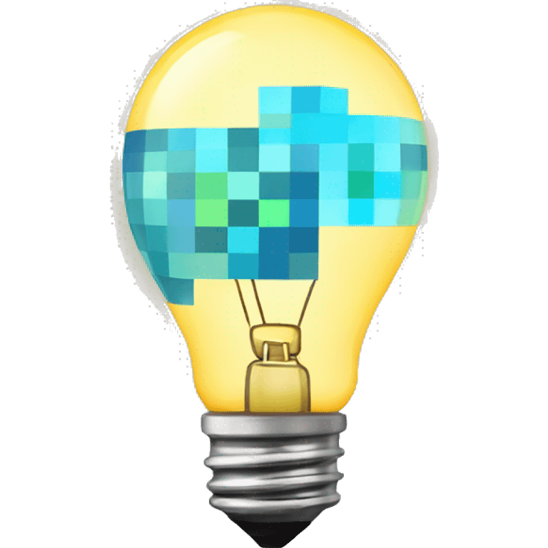 light bulb with Minecraft aura emoji