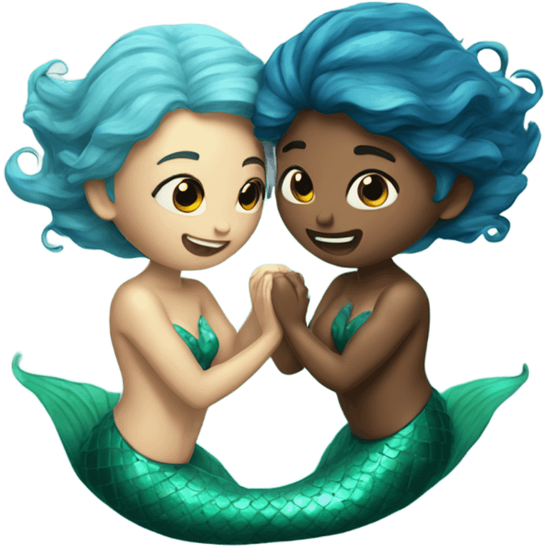 two mermaids in love emoji