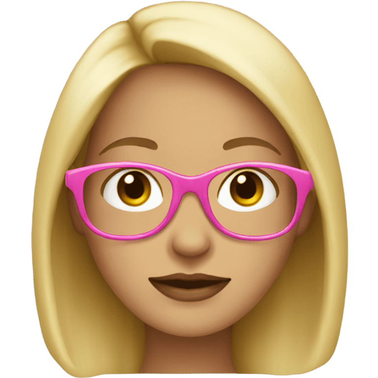 blonde with brown eyes wearing pink glasses emoji