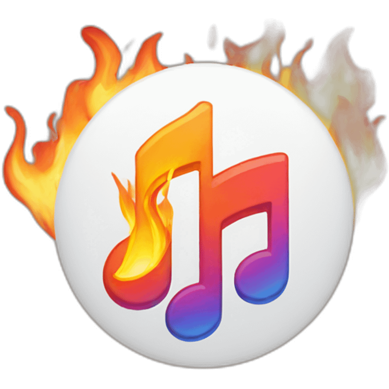 Apple Music logo on fire emoji