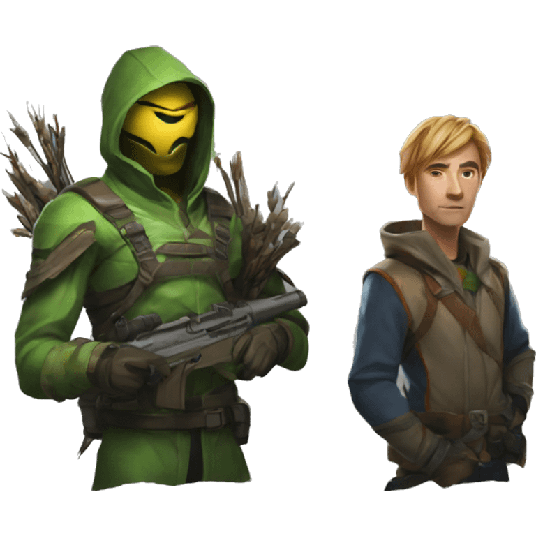 Sniper from dota and nature prophete from dota behind emoji