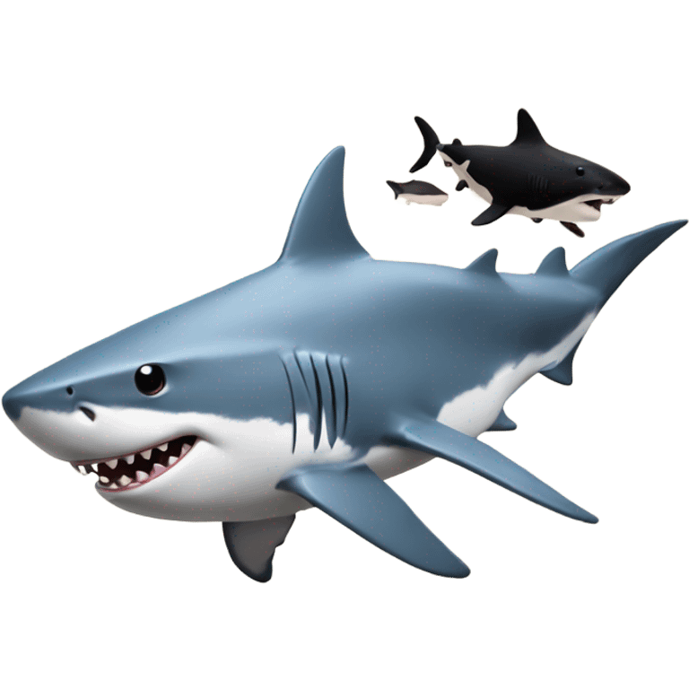 Shark flying with a cow on its back emoji