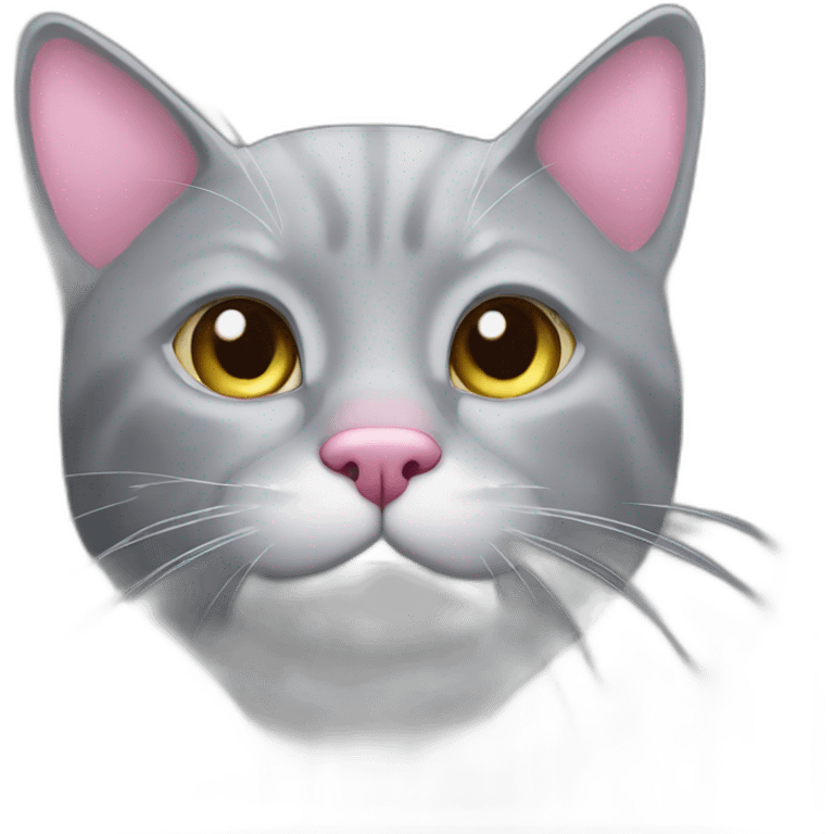 grey cat with pink nose emoji