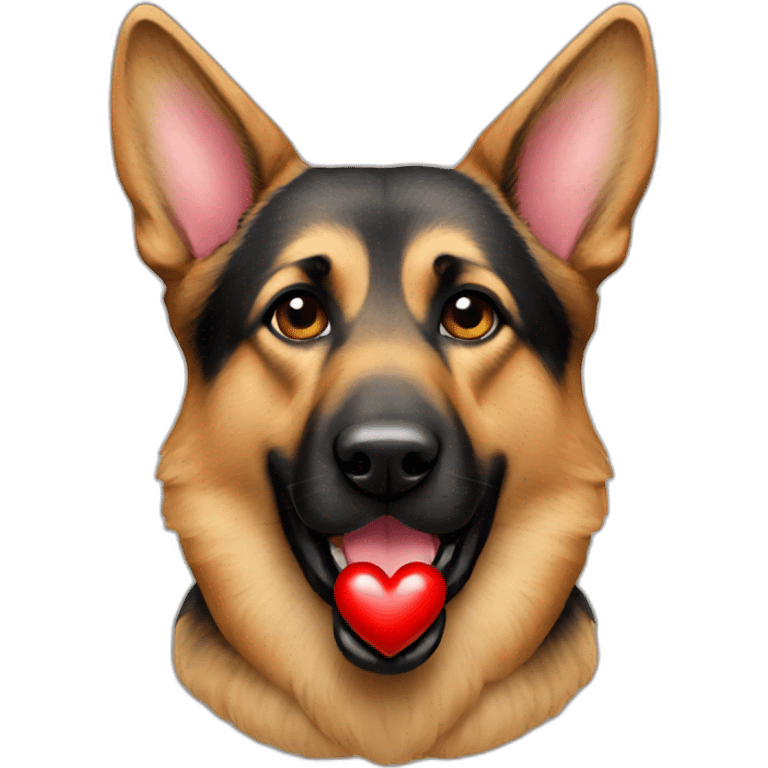 german sheperd with a heart emoji